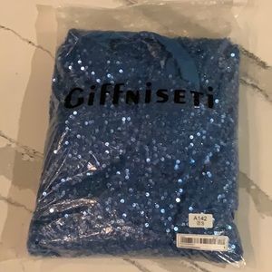 SHEIN Blue Sequin One Shoulder Dress Giffniseti NWT Size: S